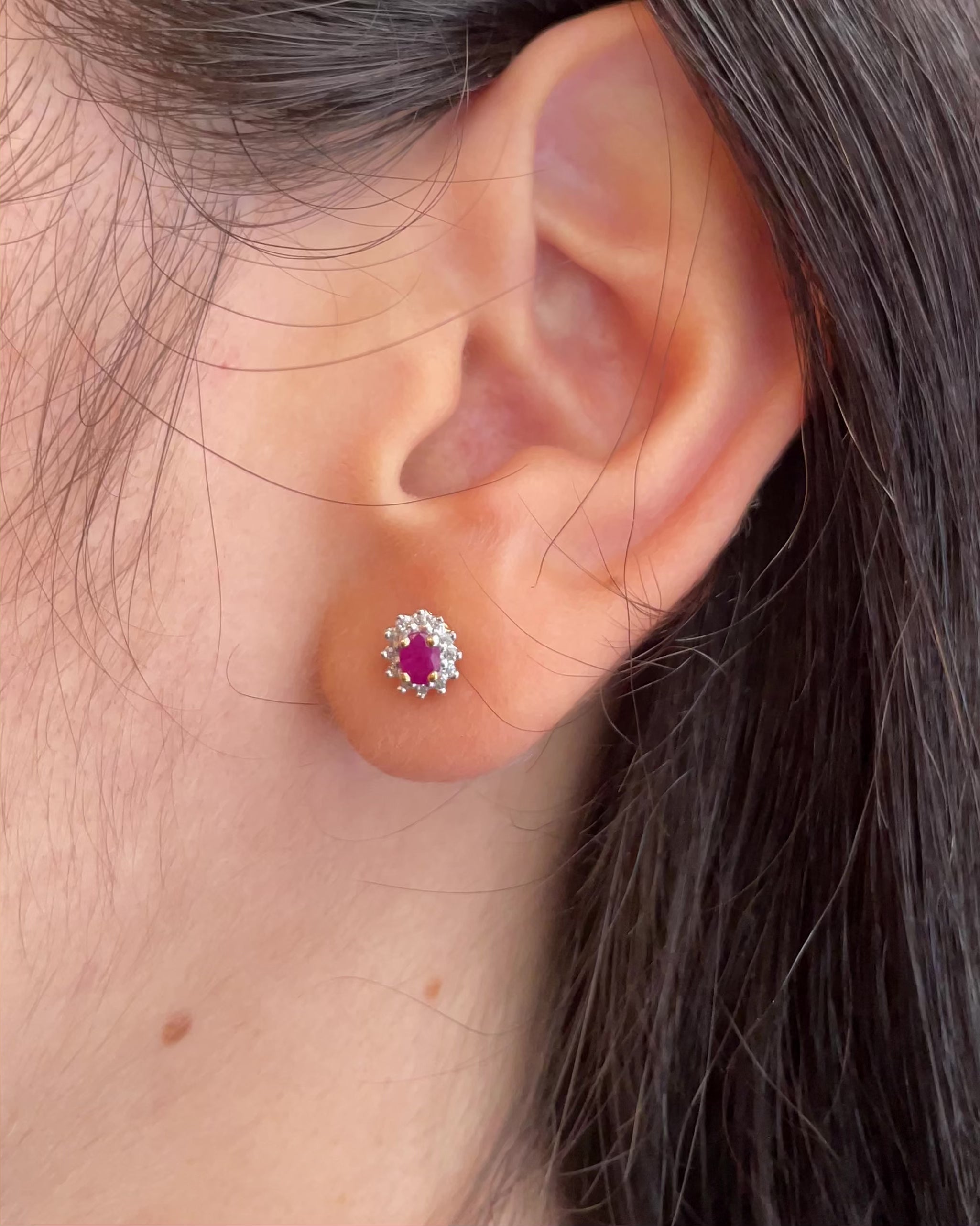 Boucles Marguerite Rubis &amp; Diamants "Mexia"