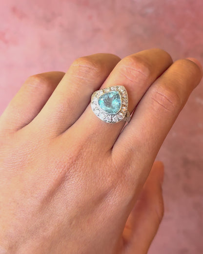 Anillo de estilo art déco con aguamarina de 3.88 quilates y diamantes de 0.49 quilates «Ariette»