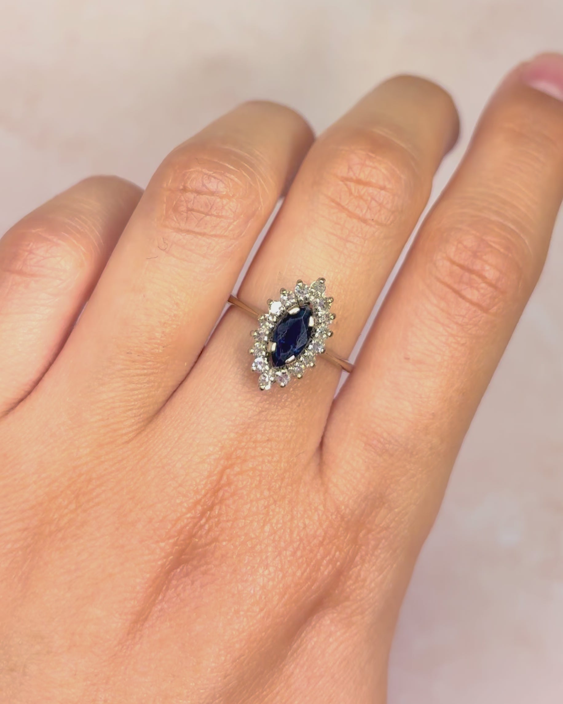 Marquise Sapphire Ring 0.60 Carat &amp; Diamonds "Aurore"