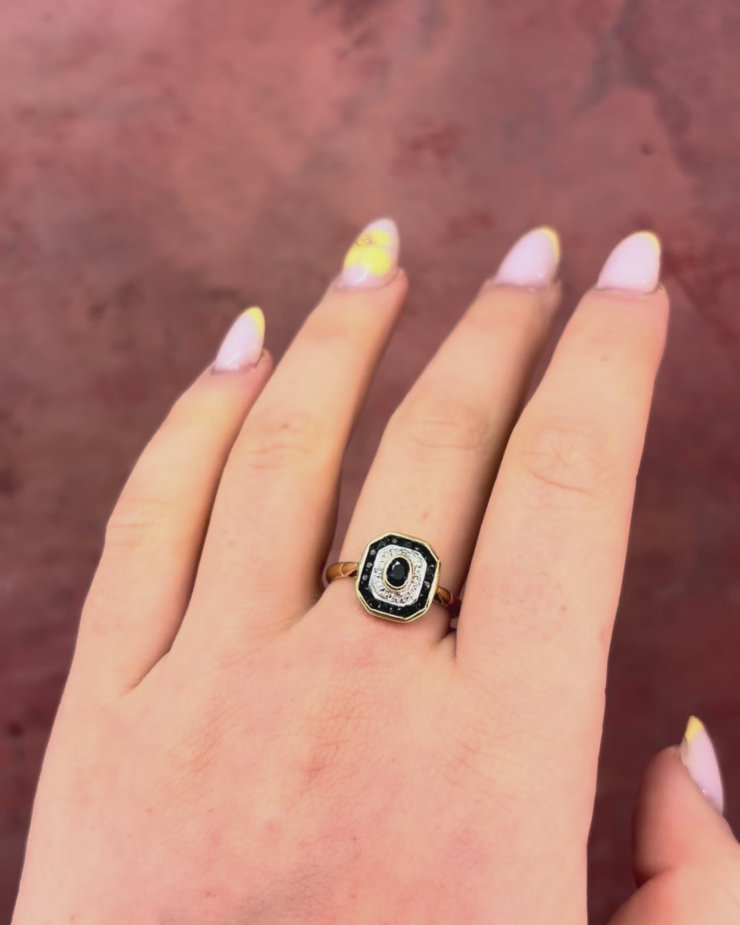 Bague Style Art-Déco Saphirs 0.89 carat &amp; Diamants "Paulette"