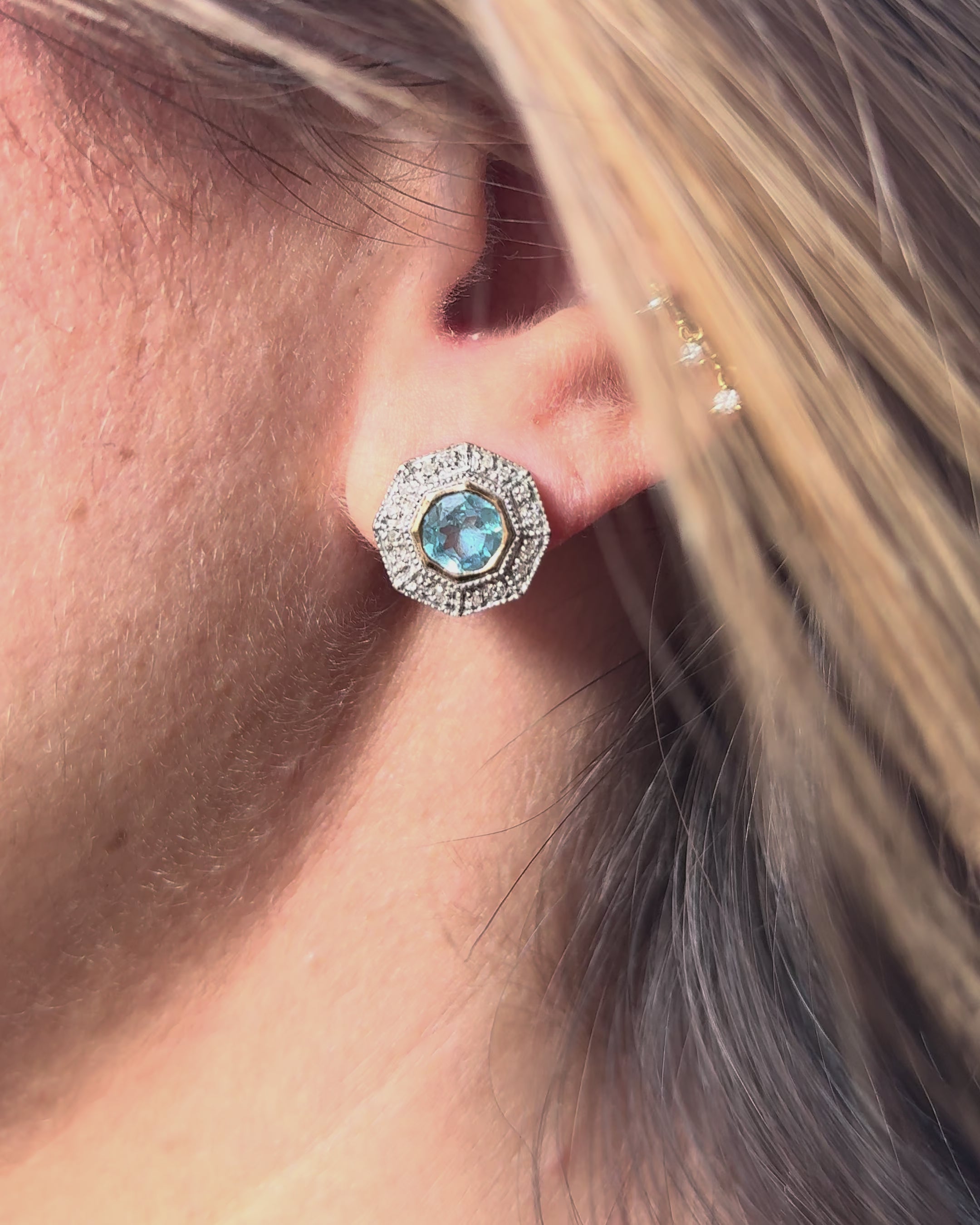Pendientes de Topacios 2 quilates y 32 Diamantes "Antoinette"