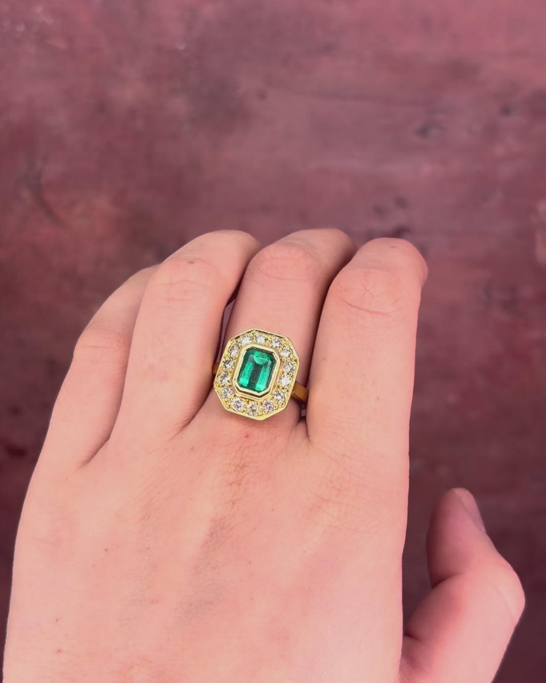 Art Deco Style Emerald Ring 1.90 carat &amp; 1 carat Diamonds 7.50g "Sandy"