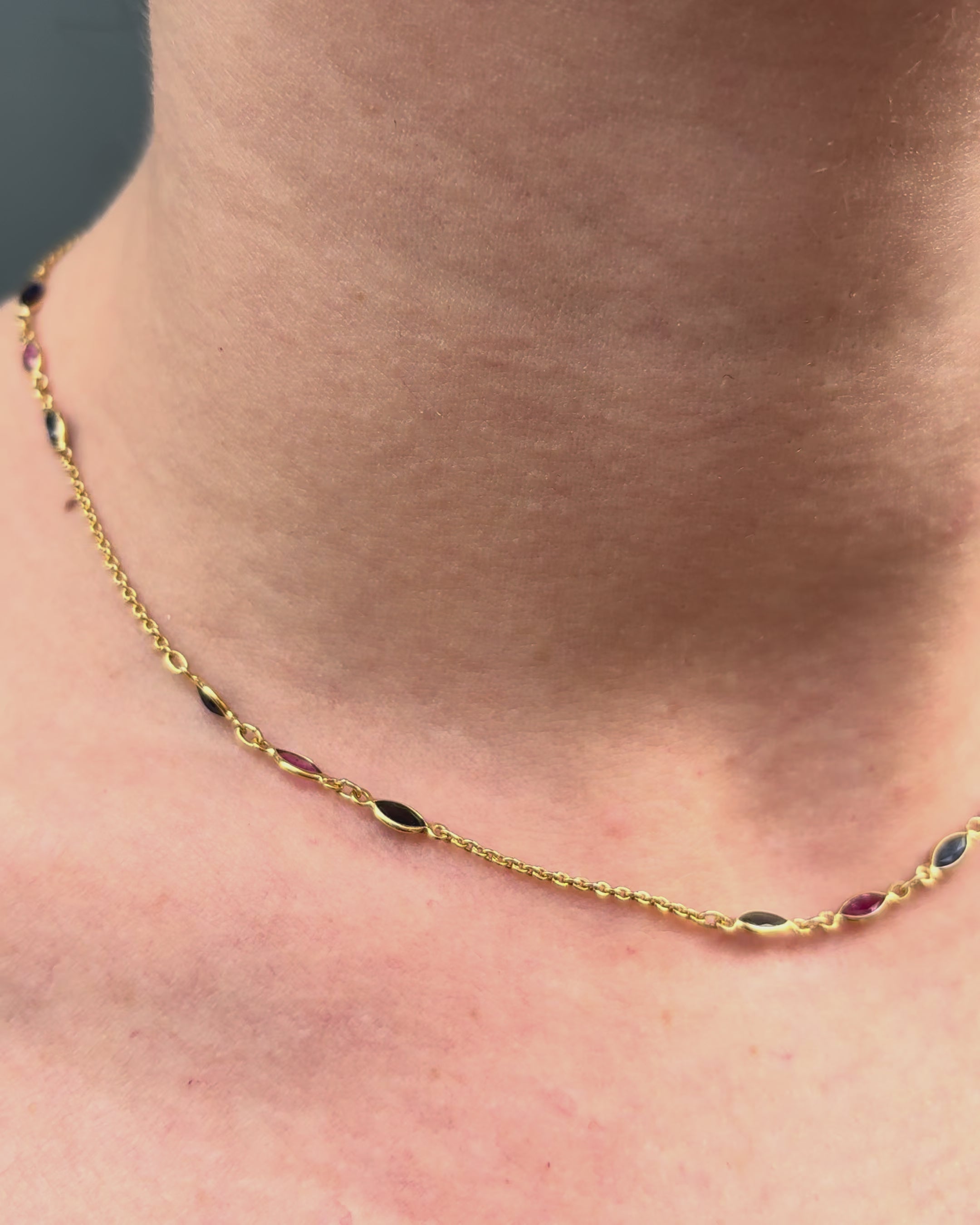 Collier Saphirs Roses &amp; Bleus 0.75 carat "Ezia"