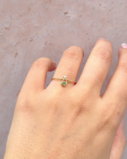 Bague Toi &amp; Moi Émeraude &amp; Diamant "Lou"