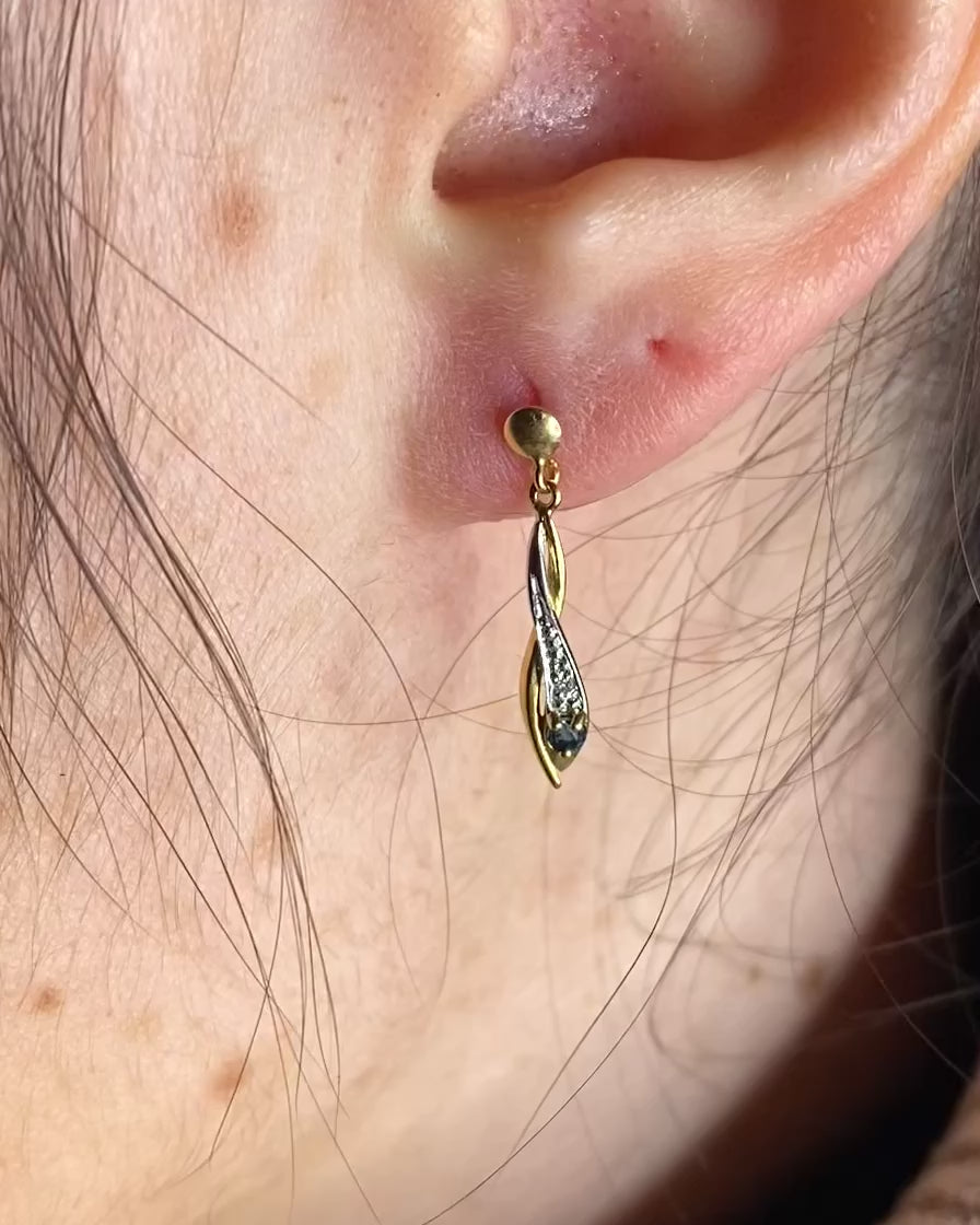 Dangling Earrings Sapphires &amp; Diamonds "Candice"