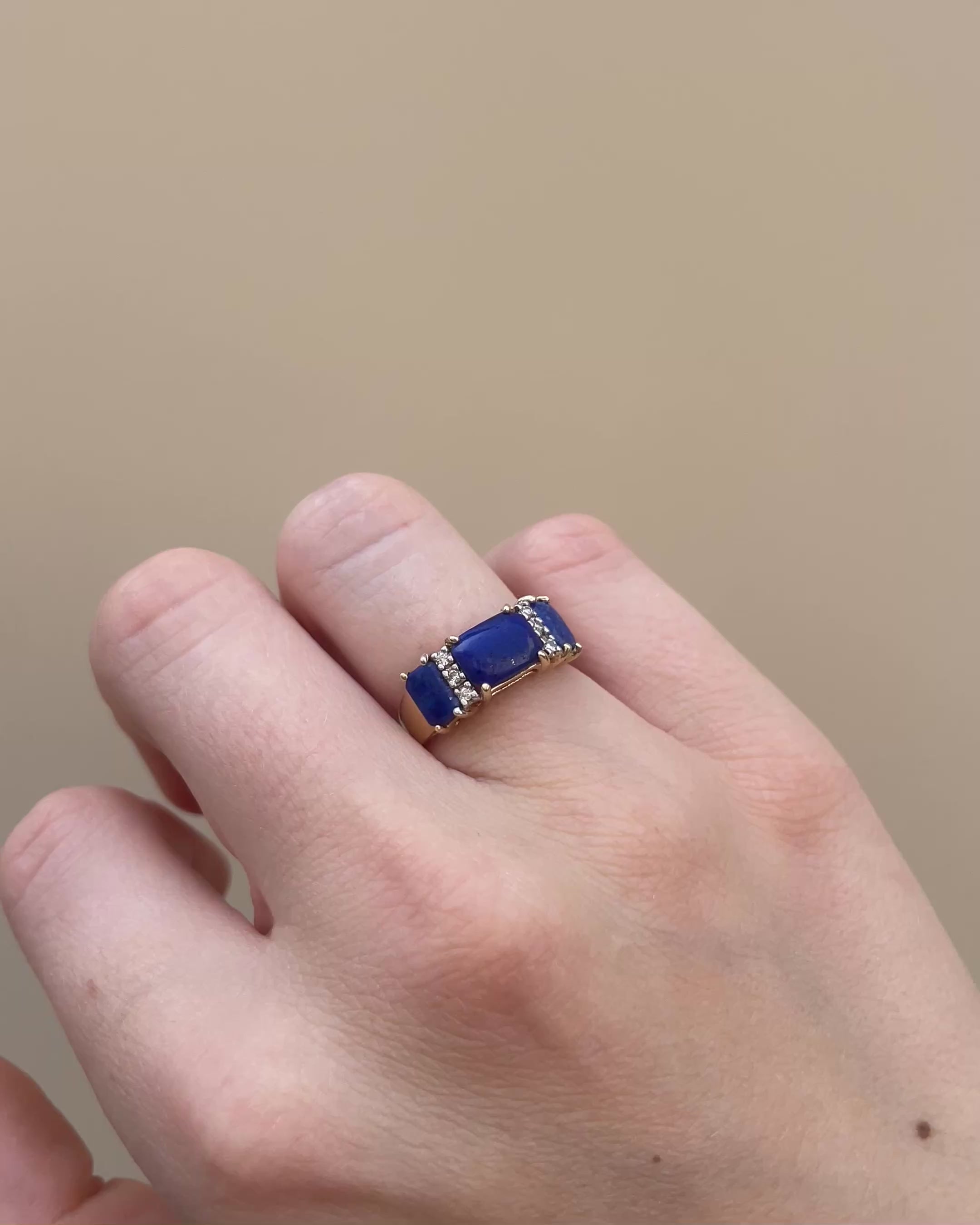 Anillo Trilogía Lapislázuli 2 quilates y Diamantes "Klervi"