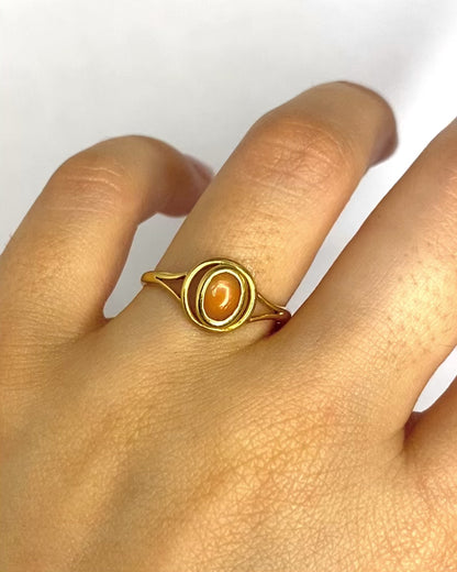 Bague Solitaire Corail "Flora"