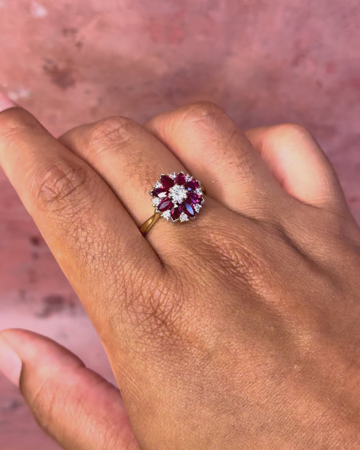 Bague Marguerite Rubis 1.20 carat  &amp; Diamants "Teresa"