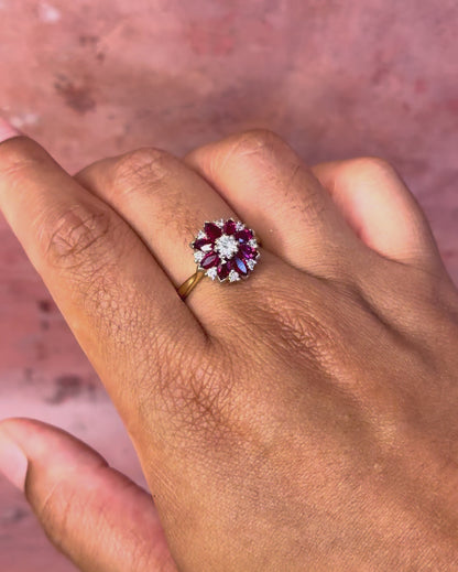 Bague Marguerite Rubis 1.20 carat  &amp; Diamants "Teresa"