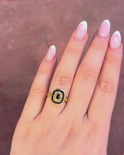 Anillo estilo art déco con zafiros de 0,39 quilates y diamantes, 4,49 g, «Giuliana»