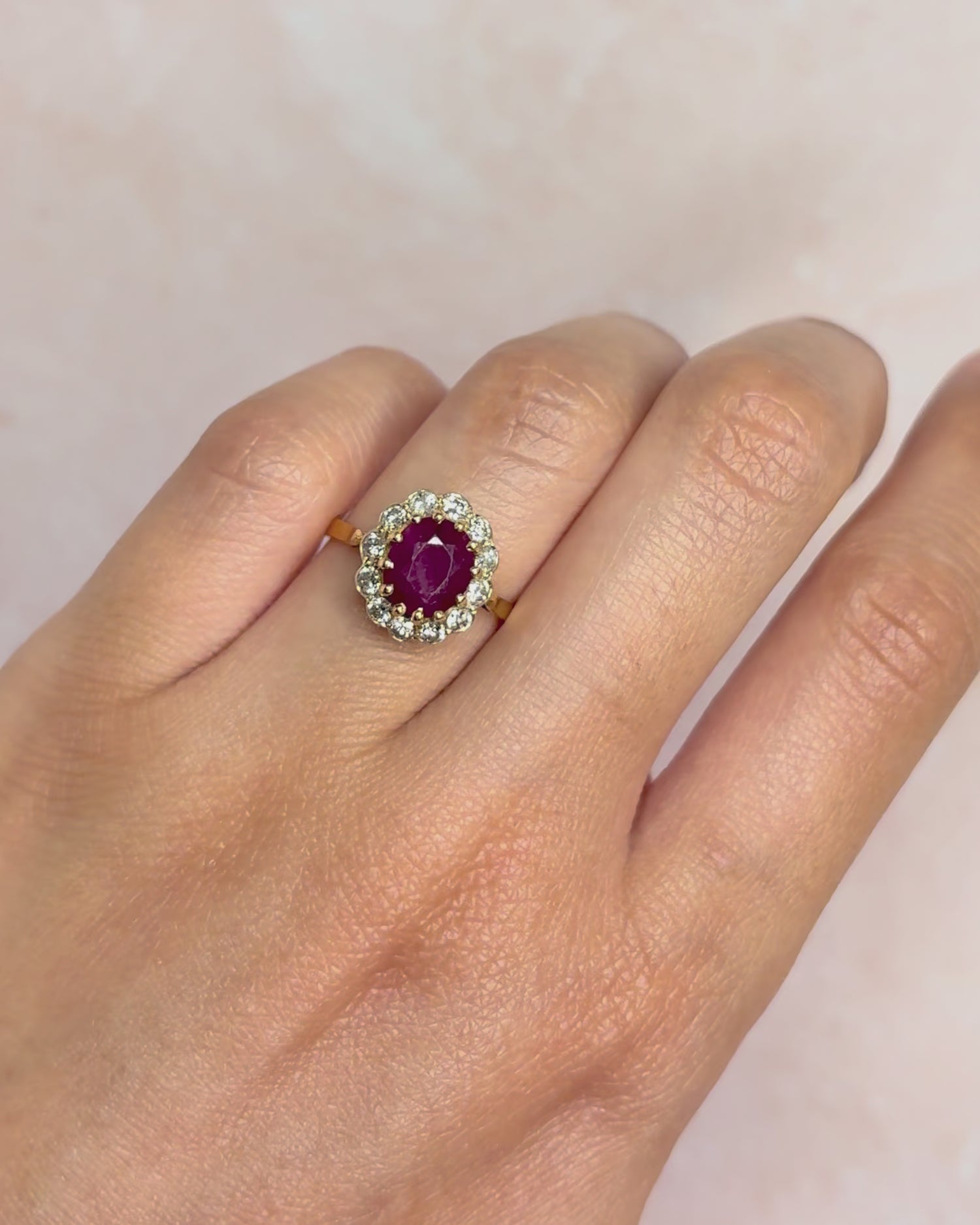 Marguerite Ruby Ring 1.70 Carat &amp; Diamonds 0.24 Carat "Elia"