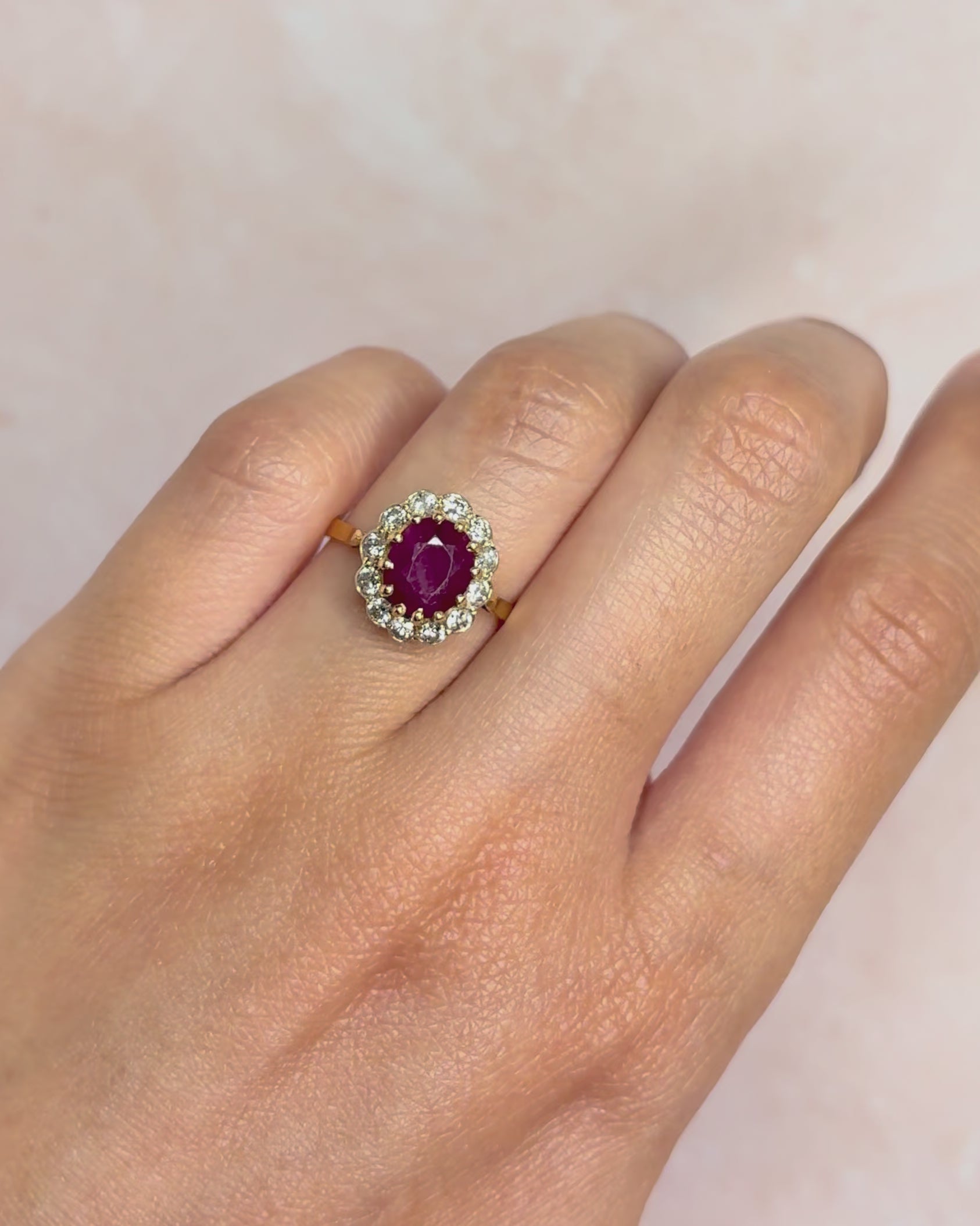 Marguerite Ruby Ring 1.70 Carat &amp; Diamonds 0.24 Carat "Elia"