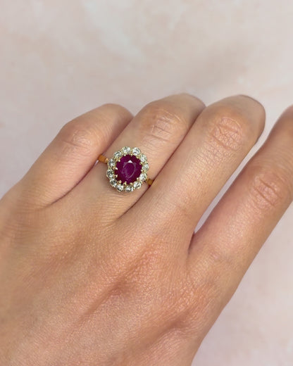 Marguerite Ruby Ring 1.70 Carat &amp; Diamonds 0.24 Carat "Elia"
