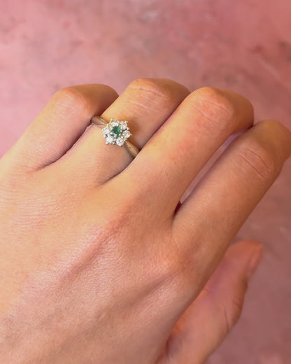 Bague Marguerite Émeraude &amp; Diamants "Elija"
