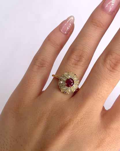 Marguerite Rose Tourmaline 0.30 Carat &amp; Diamonds 0.60 Carat Ring "Belinda"
