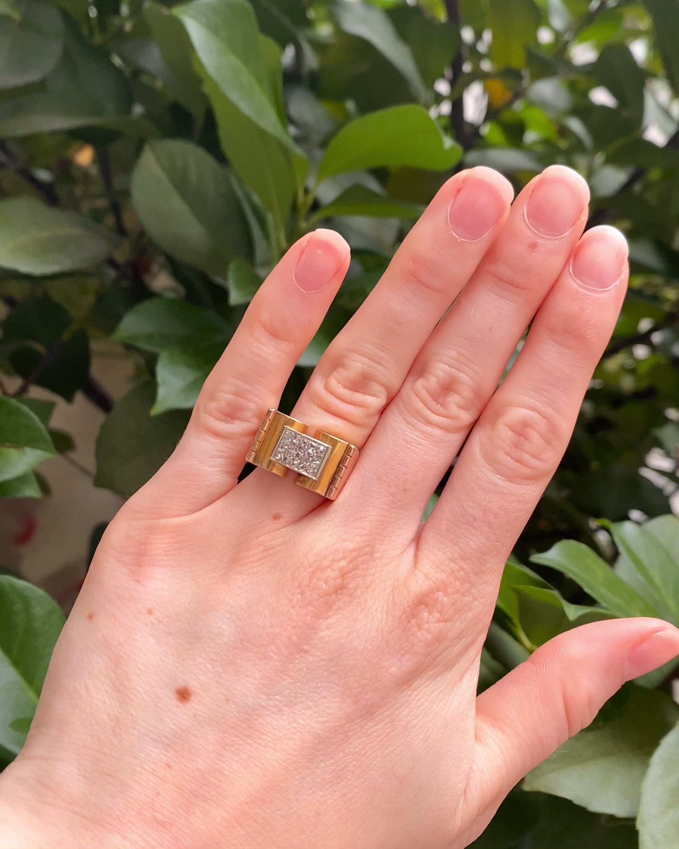 Bague Tank 20 Diamants &amp; or 6,63g "Auréa"