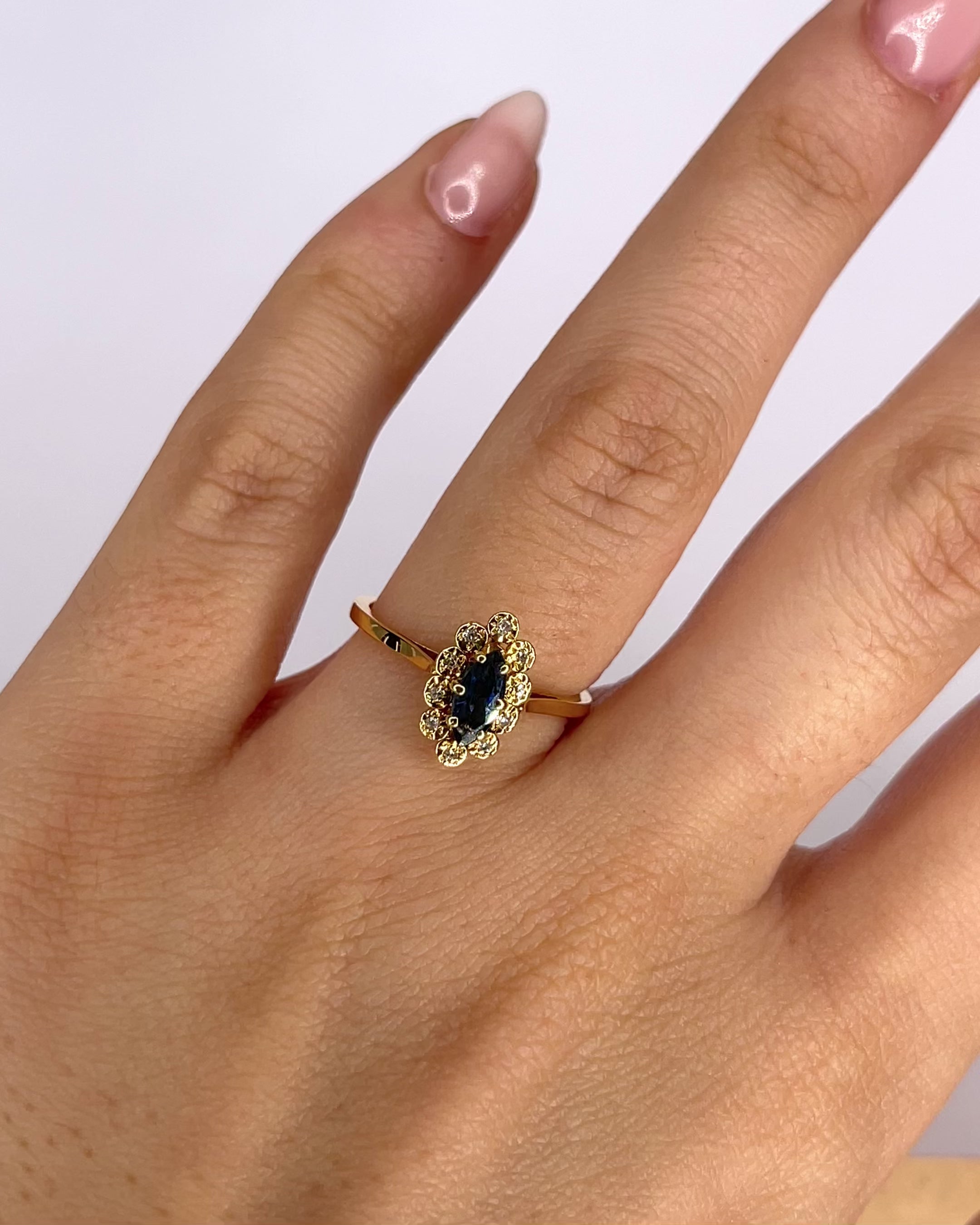 Bague Marguerite Saphir &amp; Diamants "Malonna"