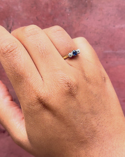 “Céline” Sapphire &amp; Diamond Trilogy Ring
