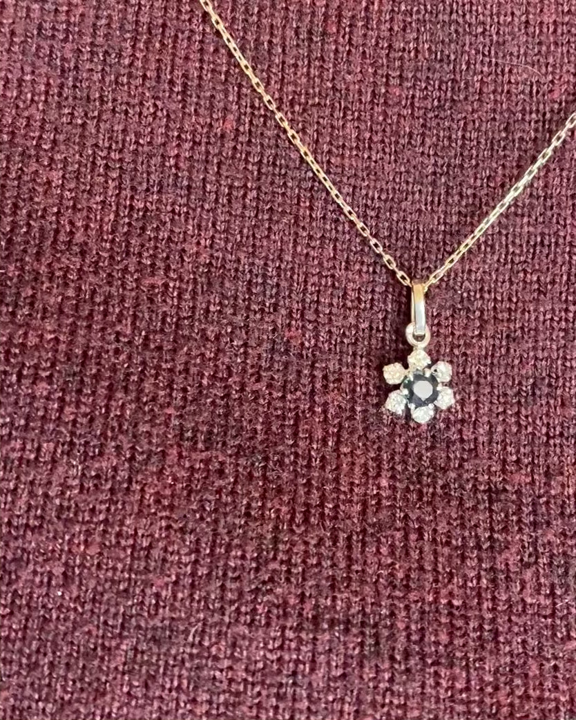 Pendentif Marguerite Saphir 0.30 carat &amp; Diamants "Salomé"