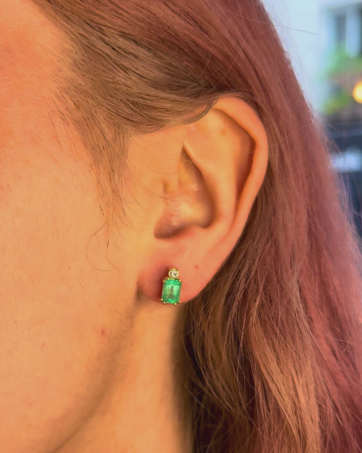2.12-carat Emerald &amp; Diamond Earrings "Cheyenne"