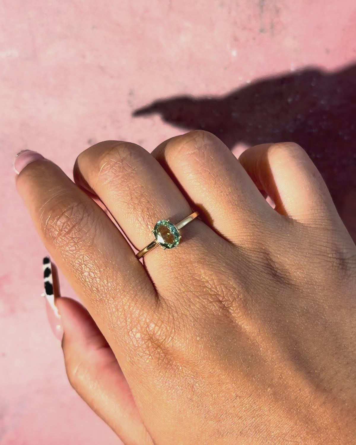 1.12-carat Sage Tourmaline and Diamond Solitaire Ring "Vanessa"