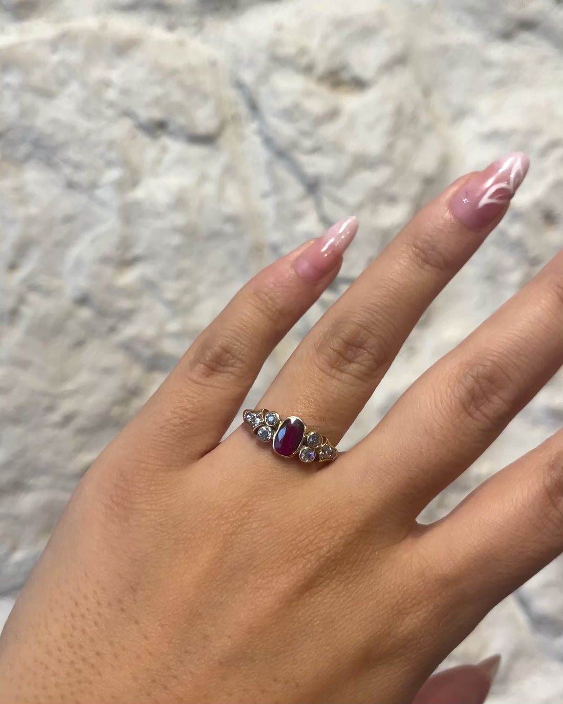 Bague Trilogie Rubis &amp; Diamants &quot;Berengere &quot;