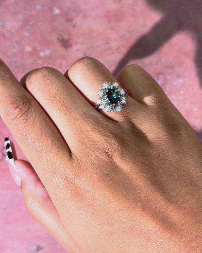 Bague Marguerite Saphir 1.20 carat &amp; Diamants "Julienne"
