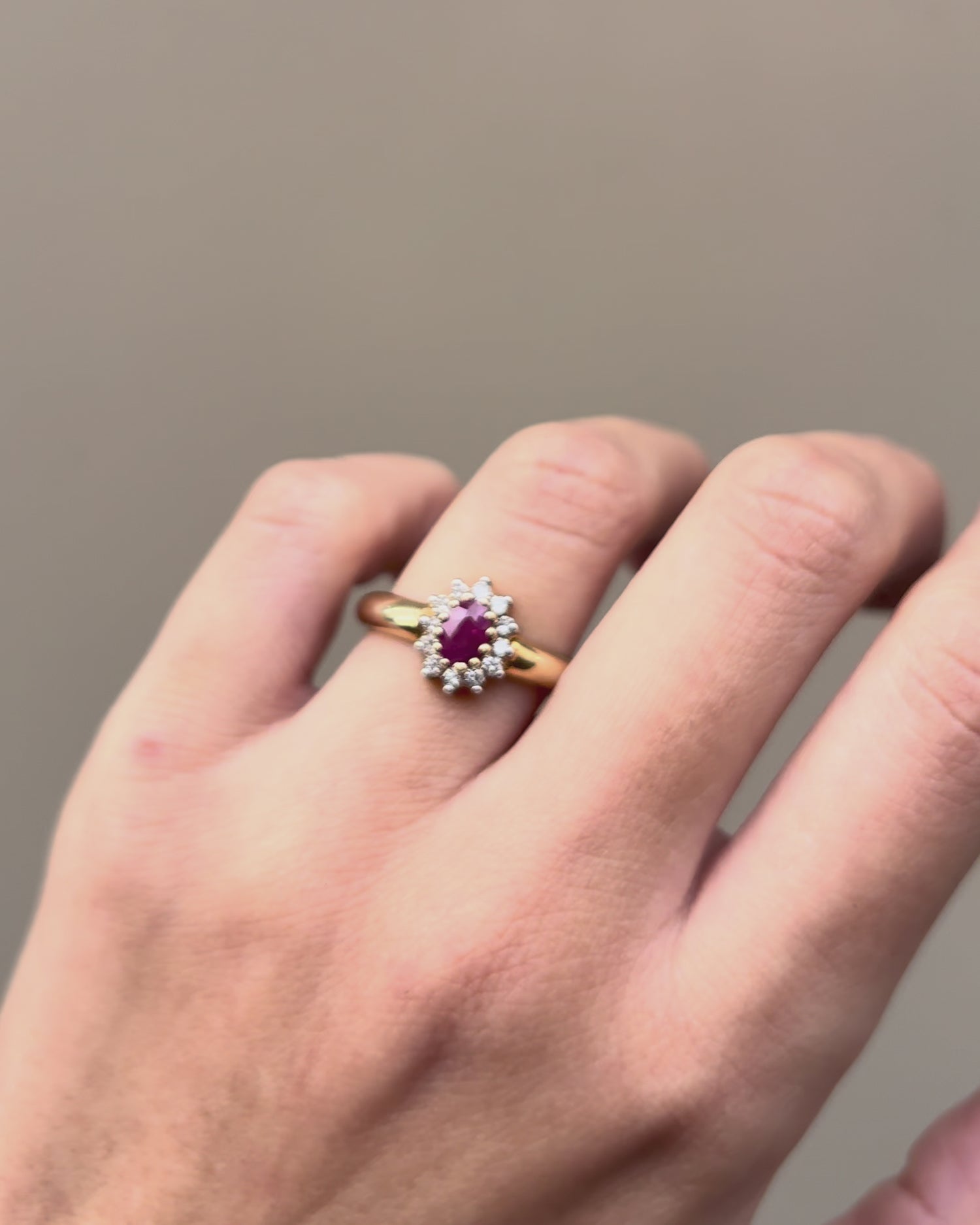 Daisy ring with rubies and diamonds
