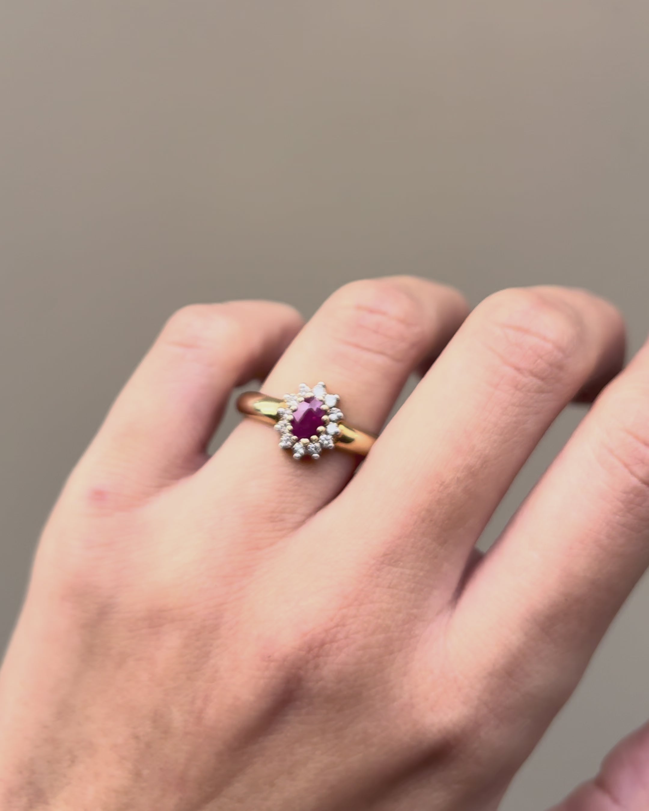 Daisy ring with rubies and diamonds