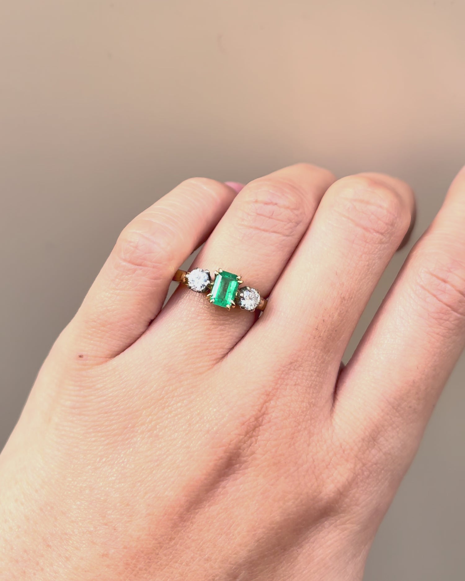 Trilogy Emerald Ring 0.45 carat &amp; Diamonds 0.40 carat &quot;Lara&quot;