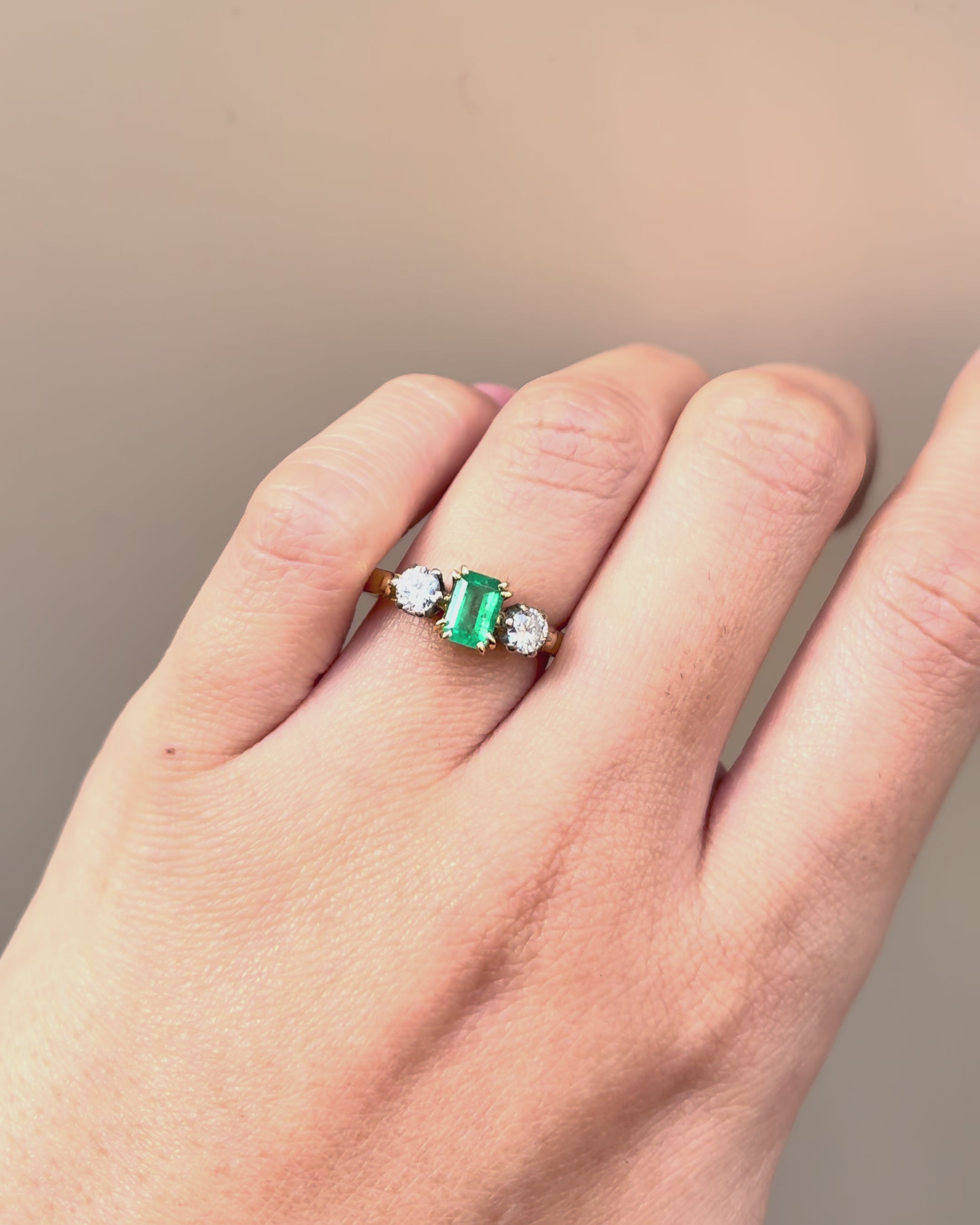 Trilogy Emerald Ring 0.45 carat &amp; Diamonds 0.40 carat "Lara"
