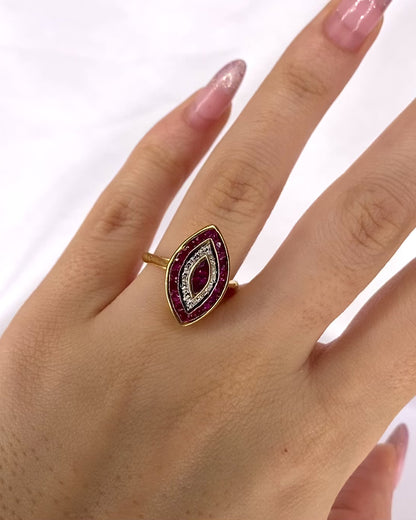 Marquise Ring Art Deco Style Ruby 1.08 carat "Sissy"