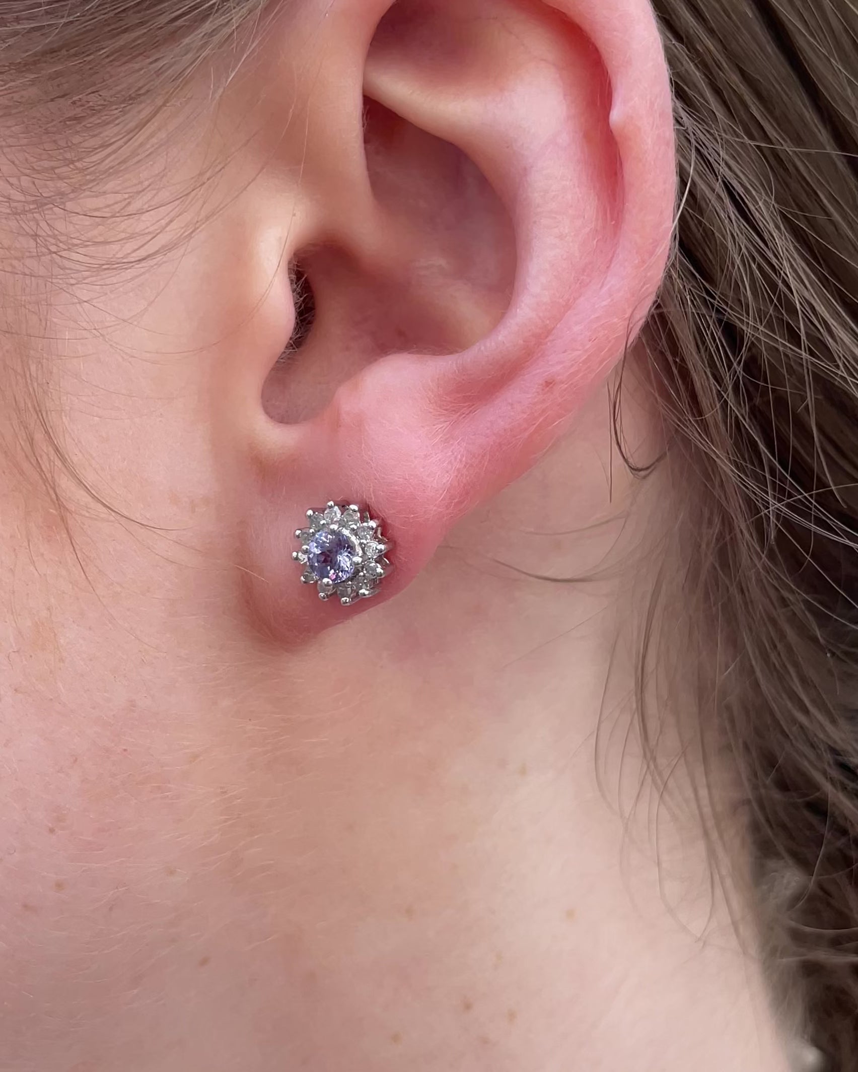Boucles Marguerite Tanzanites &amp; Diamants "Maera"