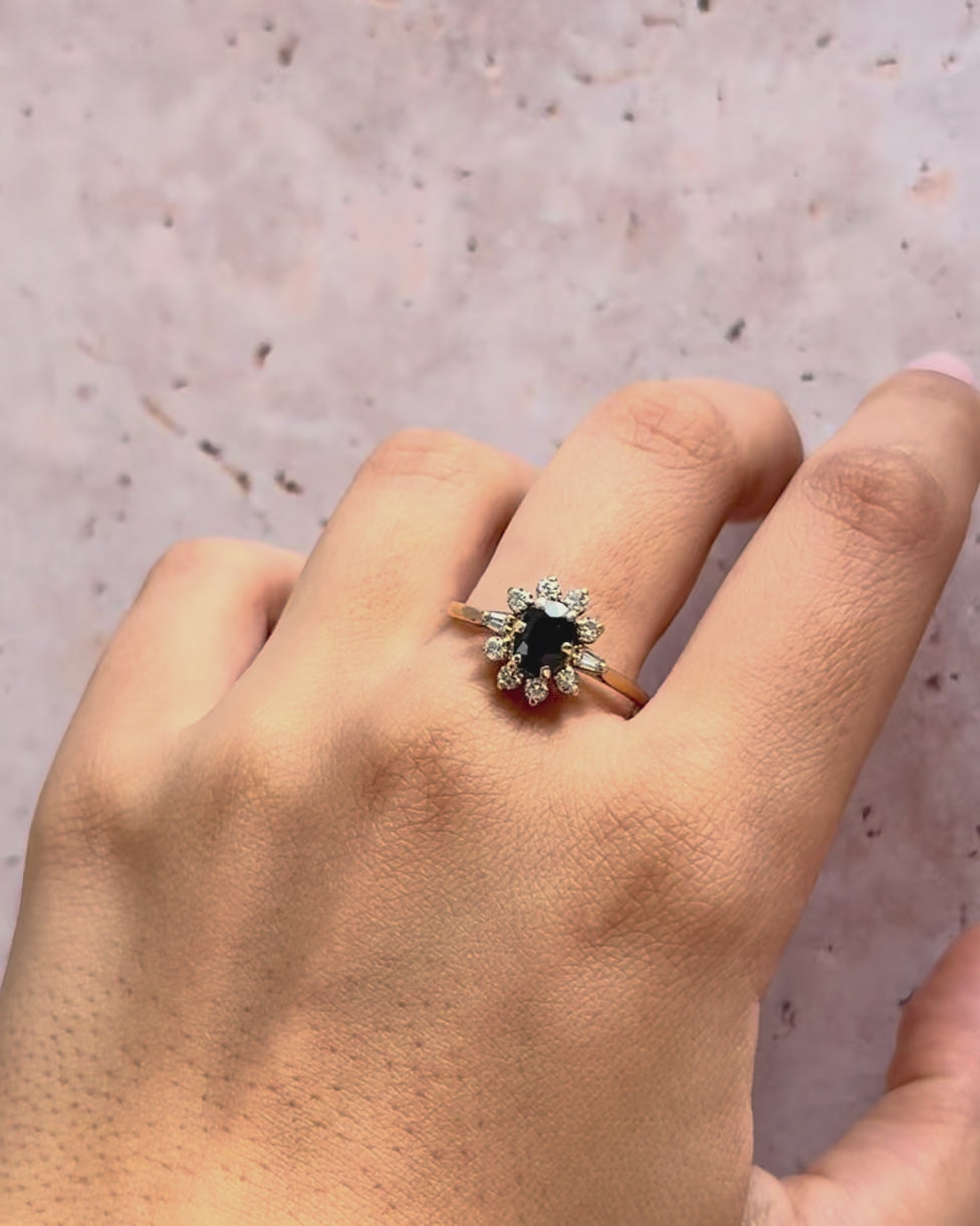 Marguerite Sapphire Ring 1 carat &amp; Diamonds 0.33 carat "Meredith"