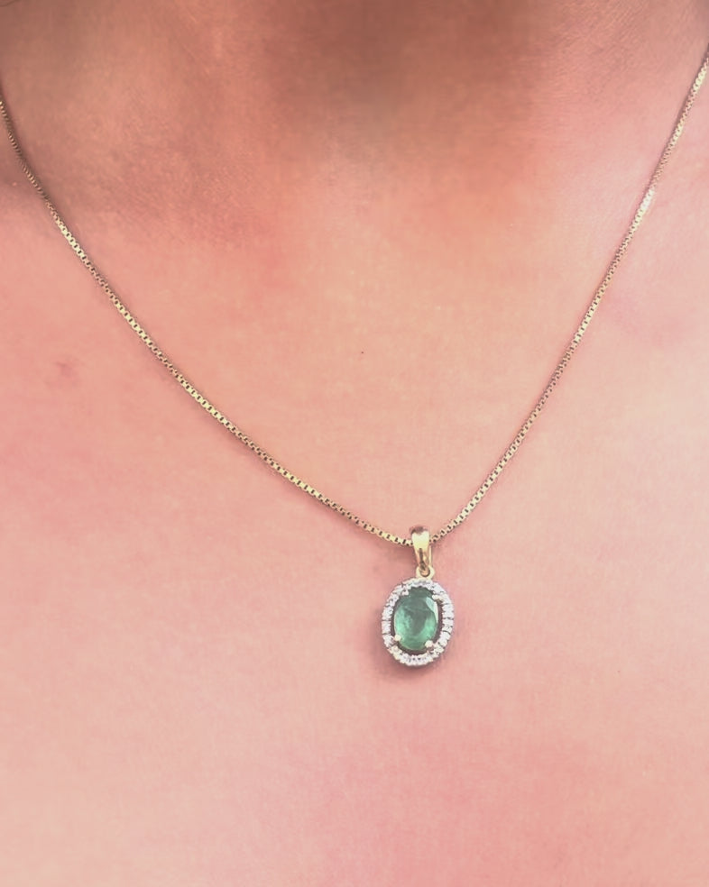 Pendentif Émeraude 0.70 carat &amp; Diamants "Daniella"