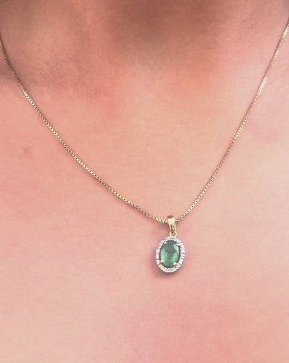 Pendentif Émeraude 0.70 carat &amp; Diamants "Daniella"