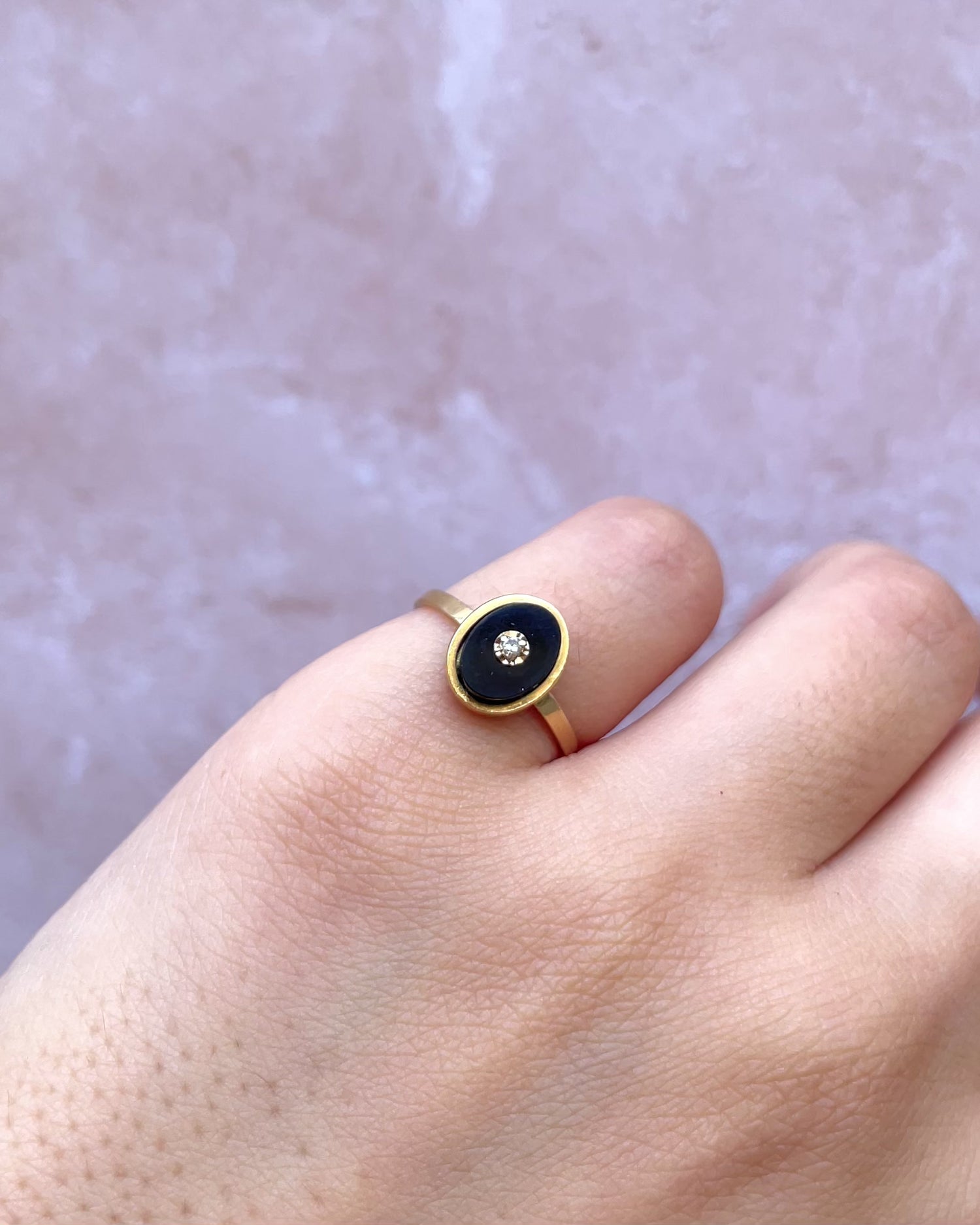 Anillo Art Déco Ónix y Diamante "Analucia"