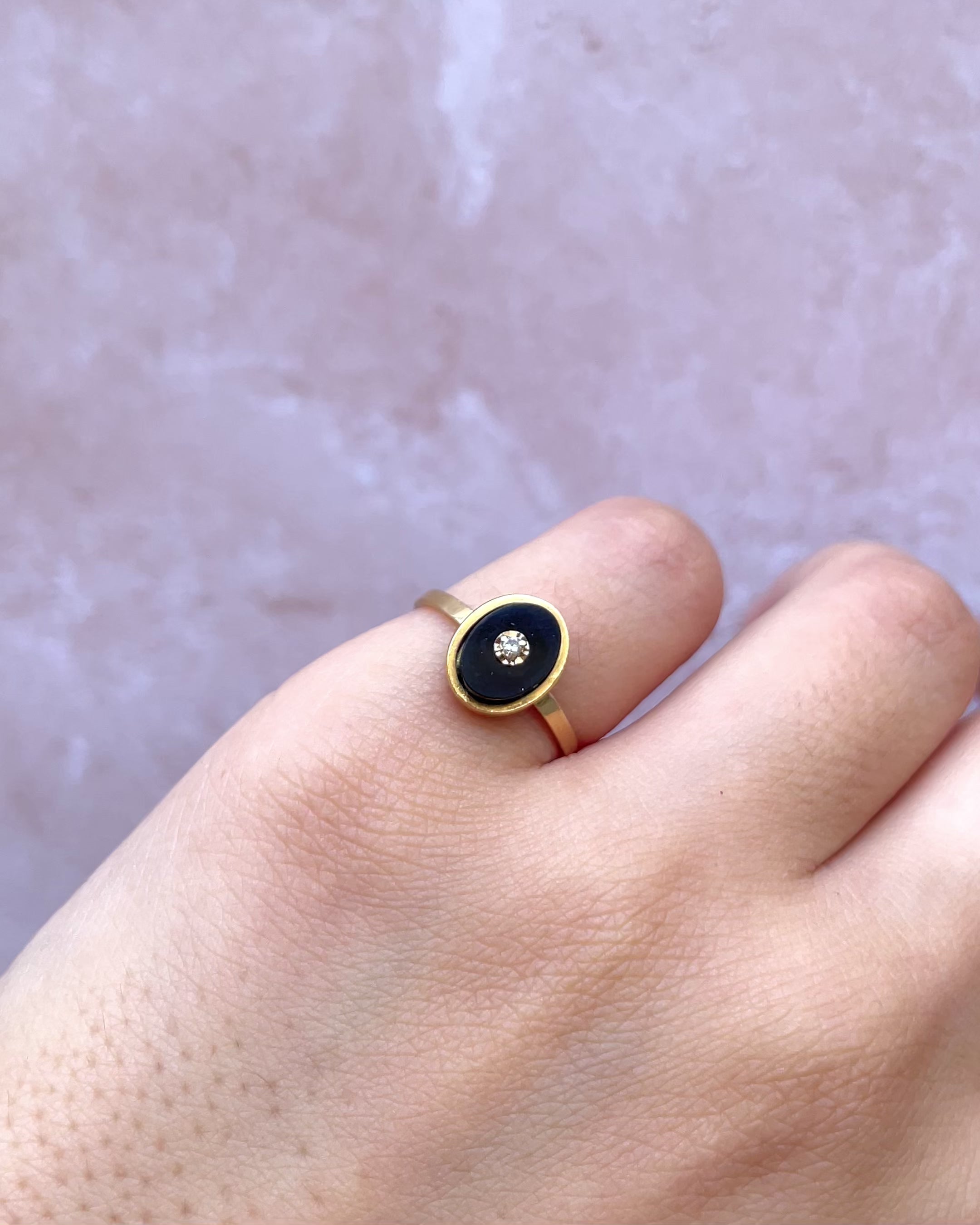 Anillo Art Déco Ónix y Diamante "Analucia"