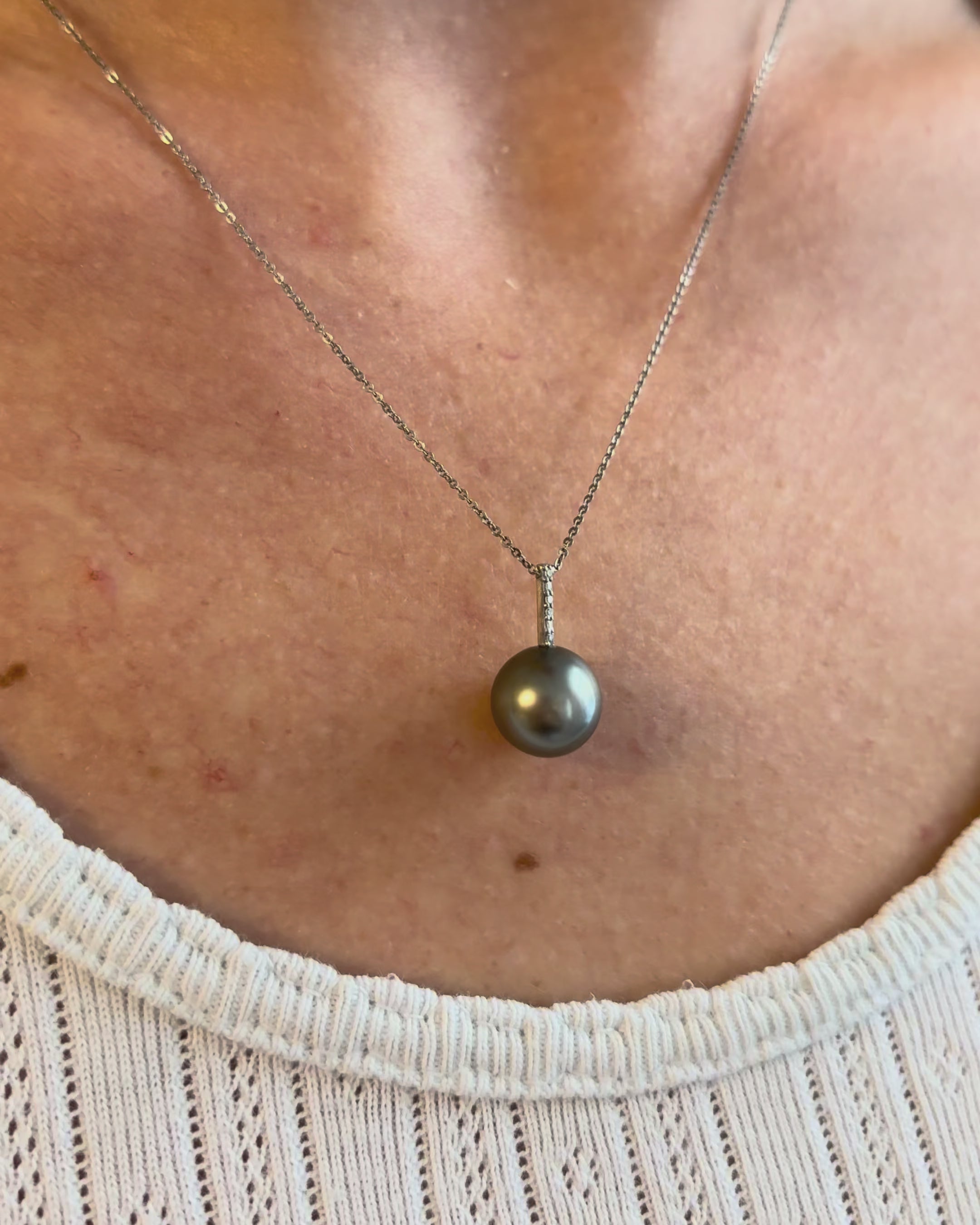 Pearl &amp; Diamond Necklace "Moana"