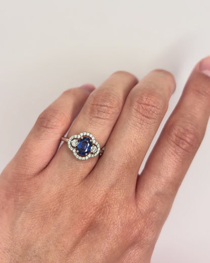 Trilogy Ring Sapphire 0.80 carat &amp; Diamonds 0.40 carat "Inaya"