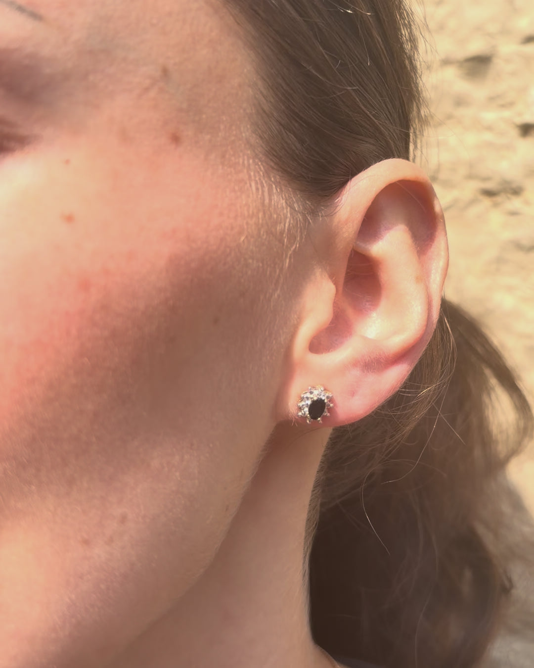 Marguerite Earrings with 0.57 Carat Sapphires &amp; Diamonds "Charlotte"