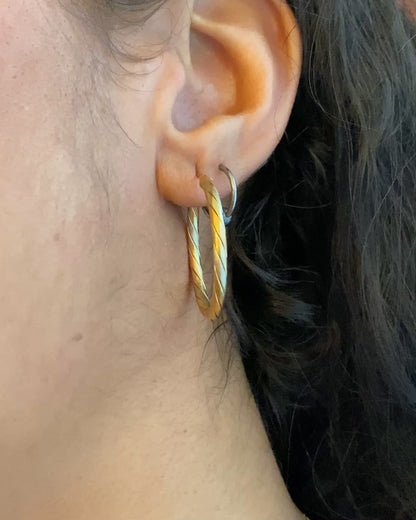 Créoles Trois Ors 18 carats 3.6 g &quot;Sam&quot;