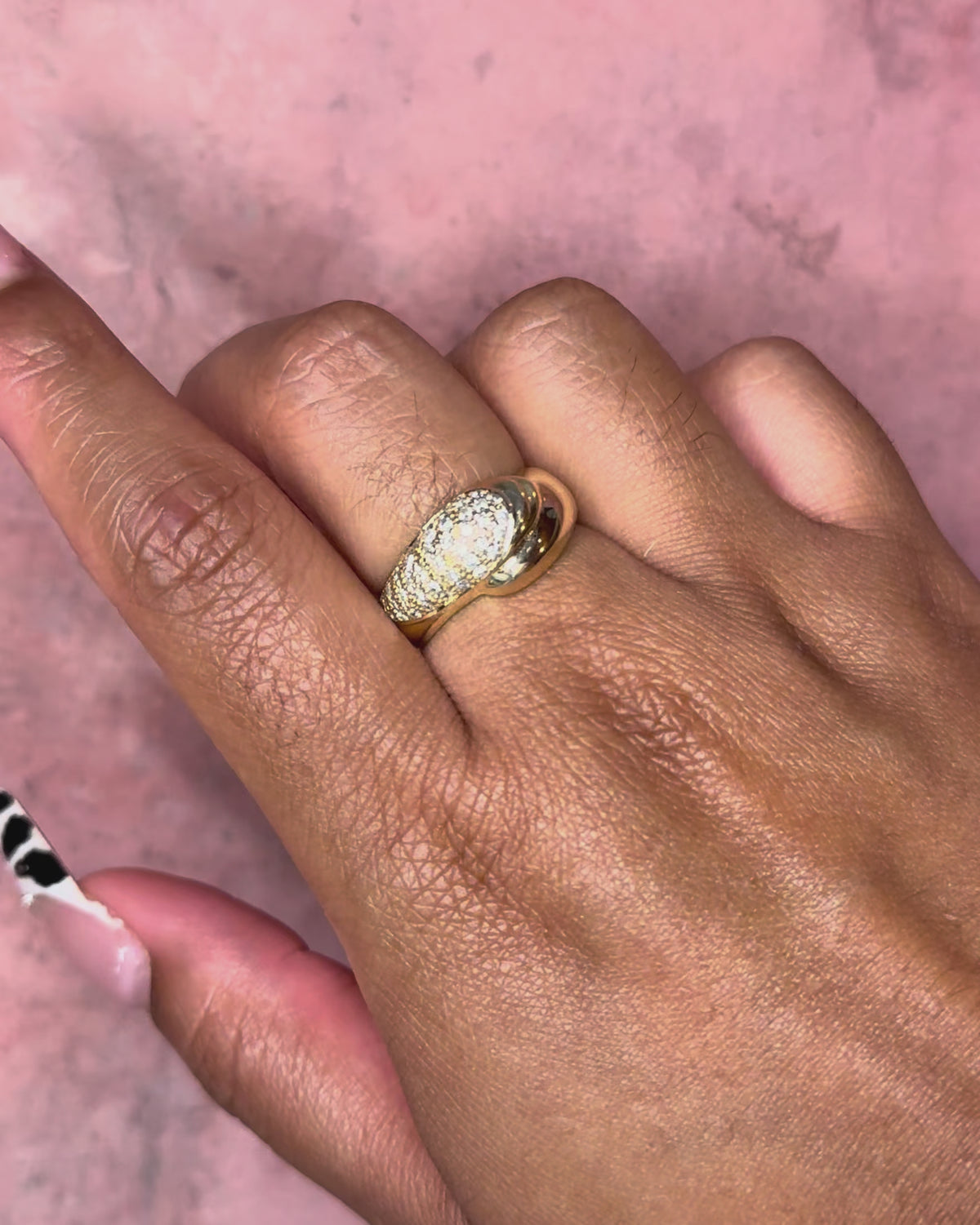 Yellow Gold &amp; Diamond Bangle Ring 0.86 carat 5g "Shelby"