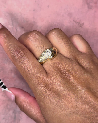 Yellow Gold &amp; Diamond Bangle Ring 0.86 carat 5g "Shelby"