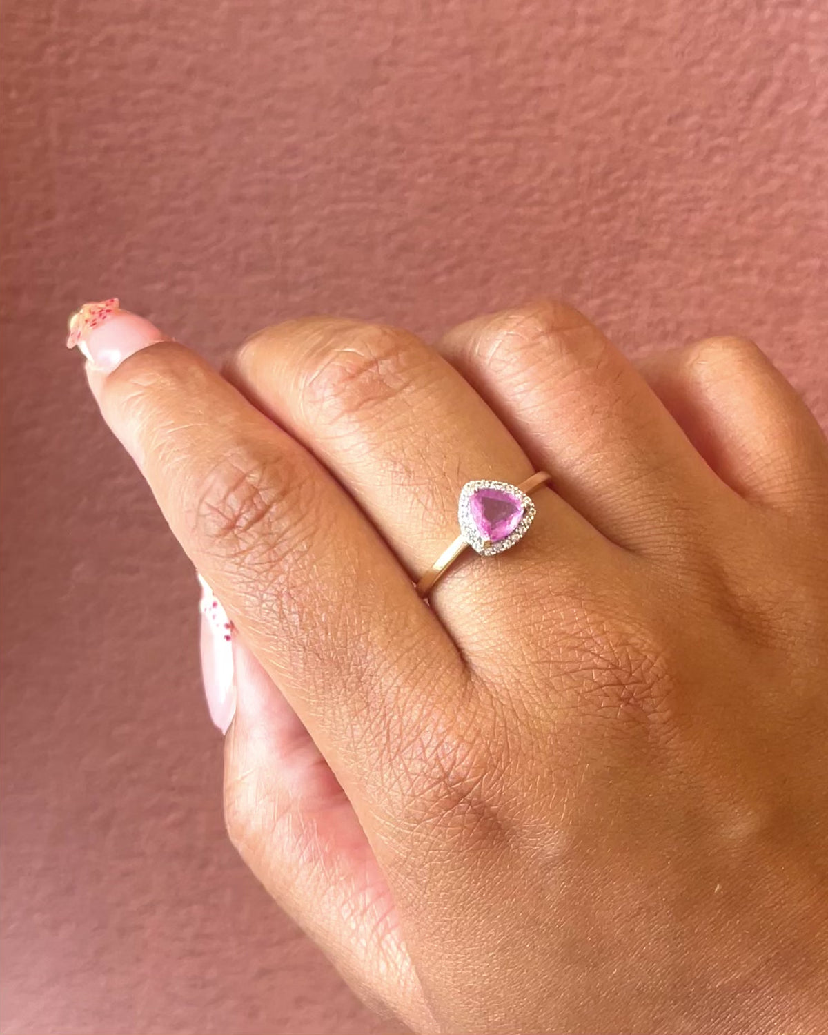 Bague Solitaire Saphir Rose 1 carat &amp; Topazes "Mandy"