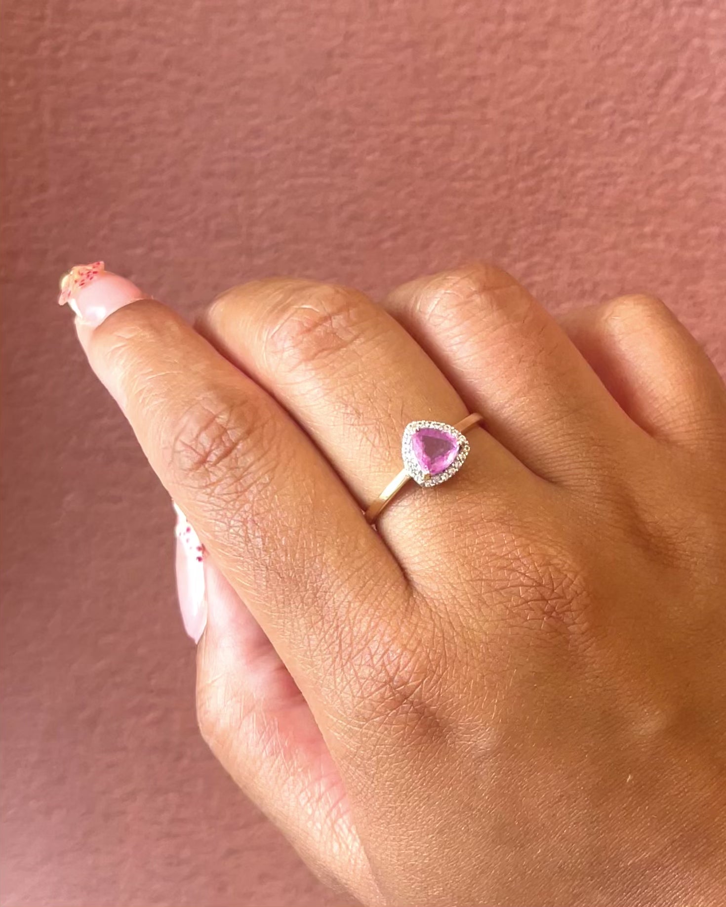 Bague Solitaire Saphir Rose 1 carat &amp; Topazes "Mandy"