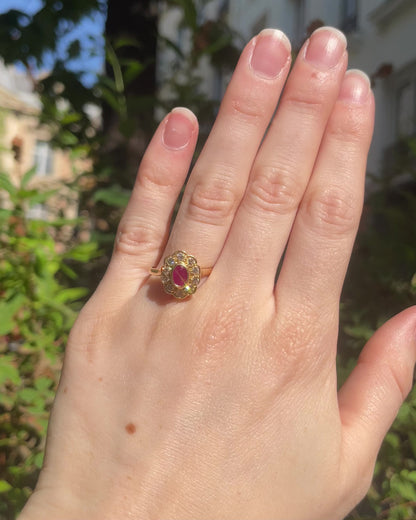 Bague Marguerite Rubis 0.60 carat &amp; Diamants &quot;Alexandra&quot;