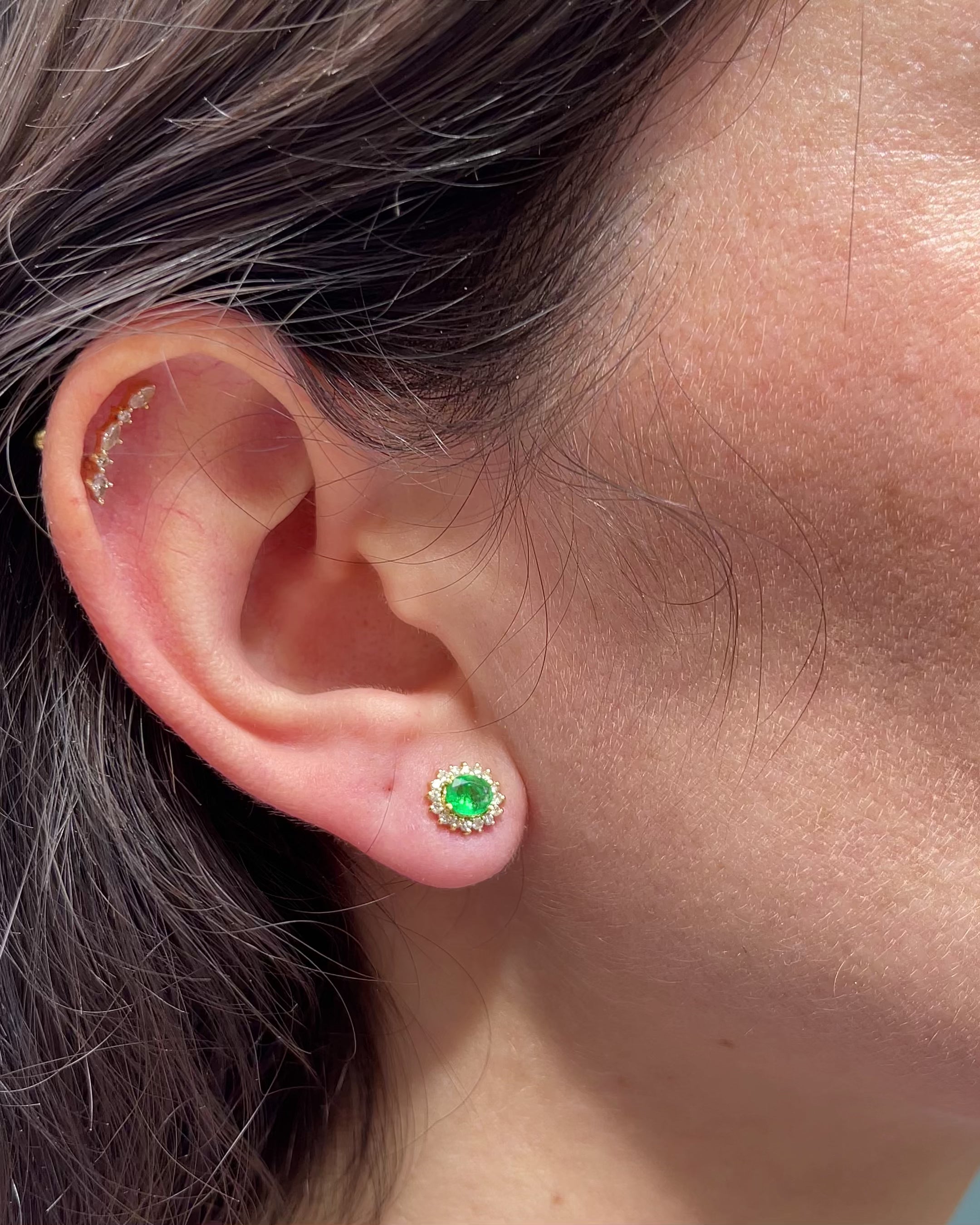 Marguerite Emerald 0.60 carat &amp; Diamonds "Elie" Earrings