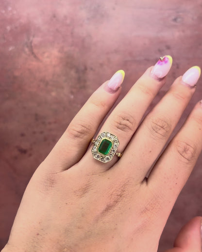 Art Deco Emerald Ring 1.35 carats &amp; Diamonds 0.73 carat 4.01g "Maryam"