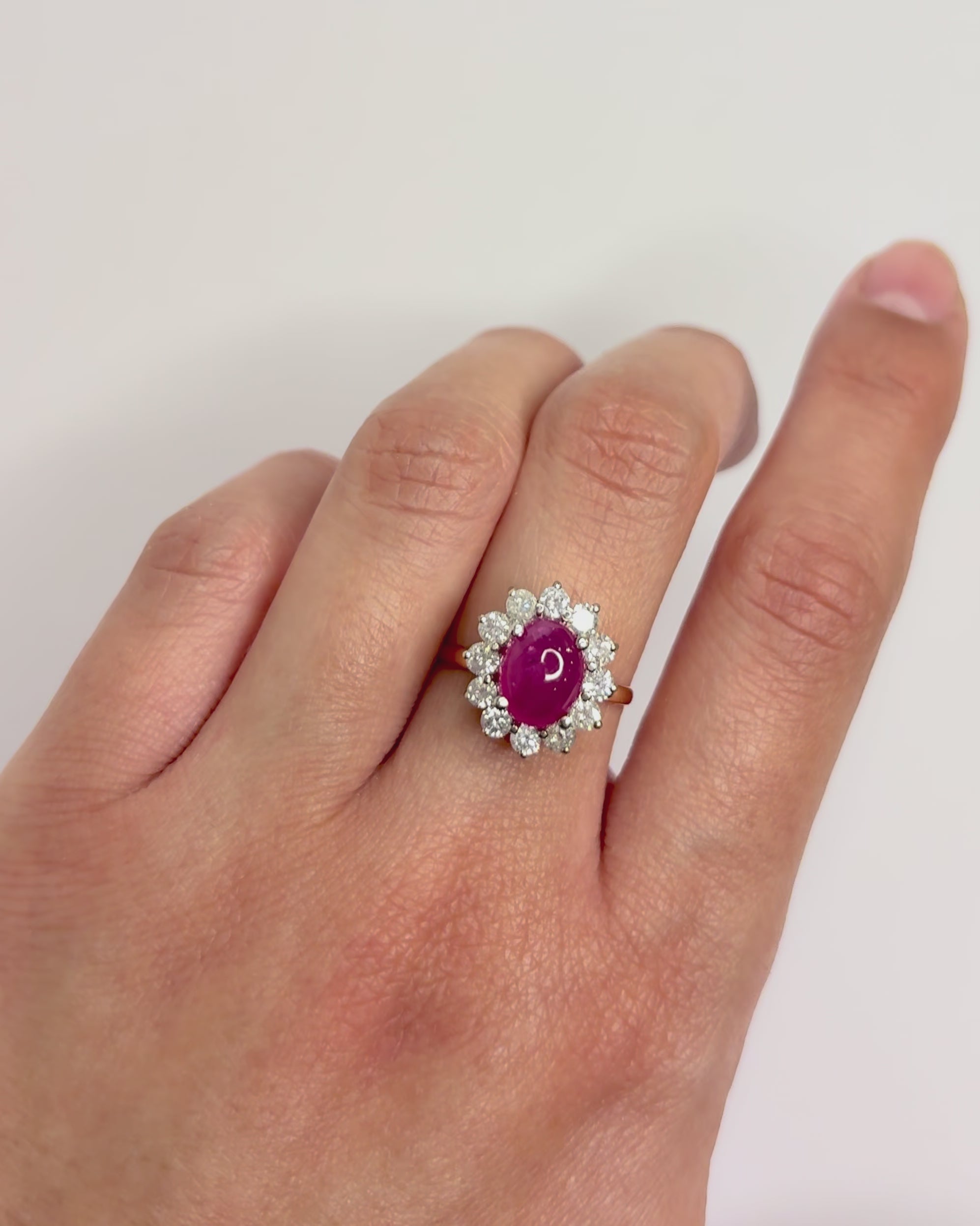 Marguerite Ruby Ring 4 carats &amp; Diamonds 0.84 carat "Gaelle"